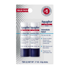 Aquaphor Lip Balm Repair Stick for Chapped Lips - 2pk/.34oz: Paraben-Free, Unflavored, Travel Size